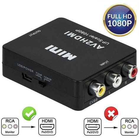 rca adapter for tv|RCA to HDMI, AV to HDMI Converter HD 1080P Mini Video .